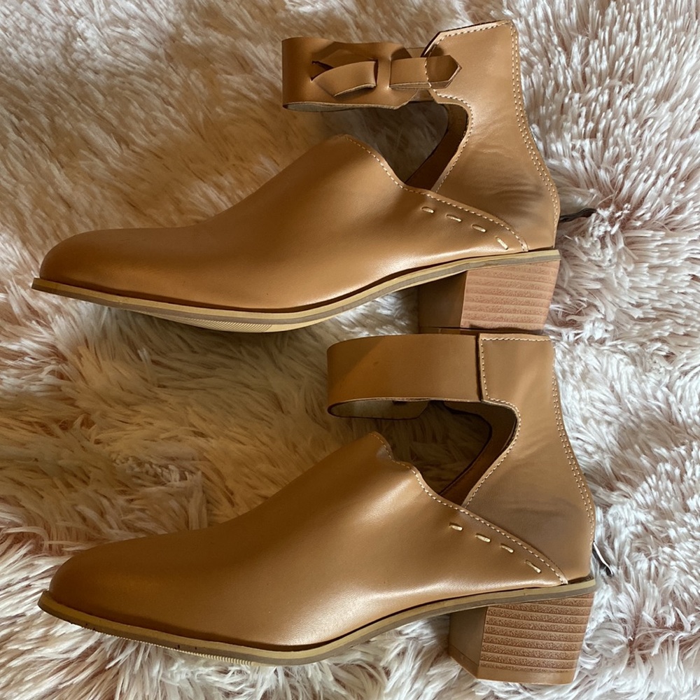 Camel Colored Booties With Strap - image 4